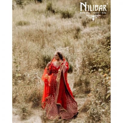 Candy Red Silk Bridal Lehenga