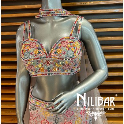 Onion Pink Chinon Crop Top palazzo
