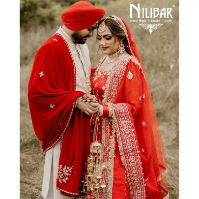 Candy Red Silk Bridal Lehenga