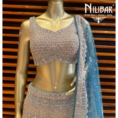 Ice Blue  Net Lehenga