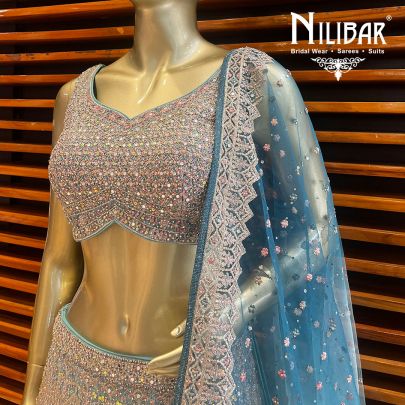 Ice Blue  Net Lehenga
