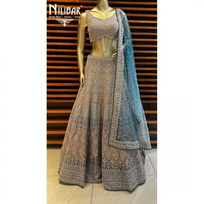 Ice Blue  Net Lehenga