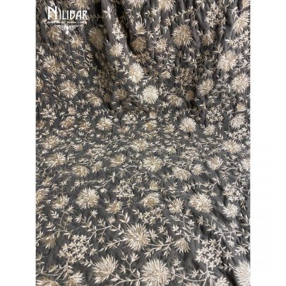 Fog Grey Velvet Parsi Dupatta