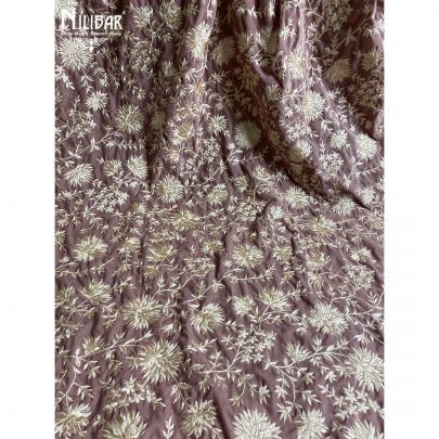 Mauve Pink Velvet Parsi Dupatta