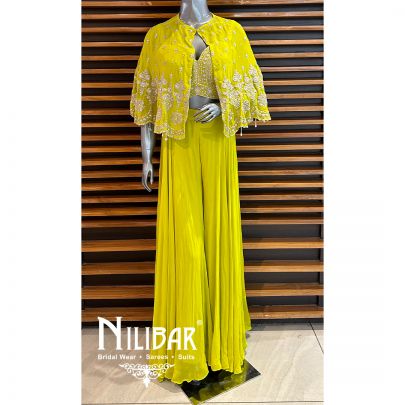 Apple Green Georgette Palazzo Suit