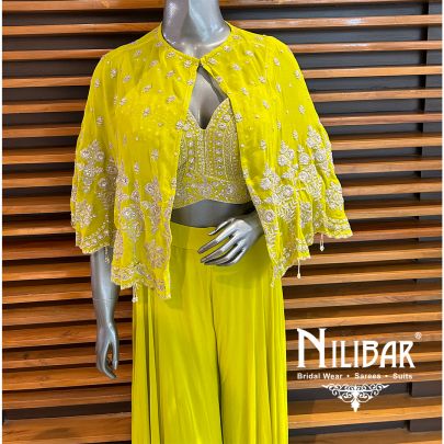 Apple Green Georgette Palazzo Suit