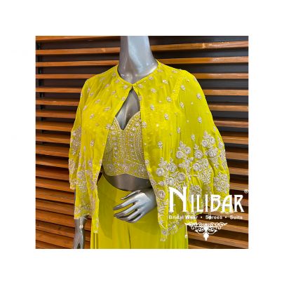 Apple Green Georgette Palazzo Suit
