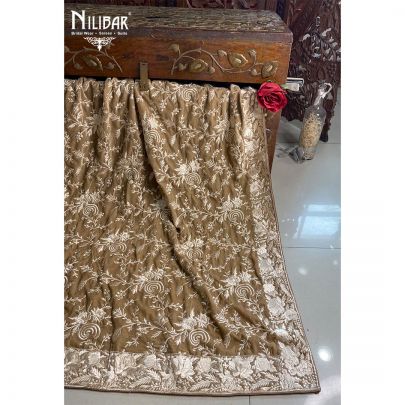 Tortilla Brown Velvet Parsi Dupatta