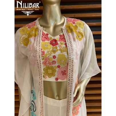 Pastel Pink Georgette Jacket Style Dhoti Suit
