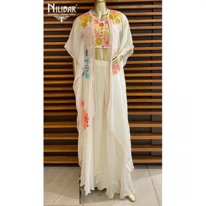 Pastel Pink Georgette Jacket Style Dhoti Suit