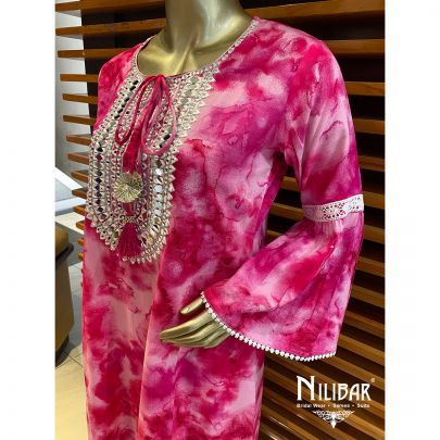Pink Cotton Kurti Set