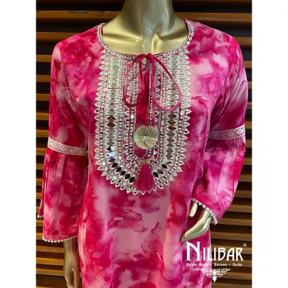 Pink Cotton Kurti Set