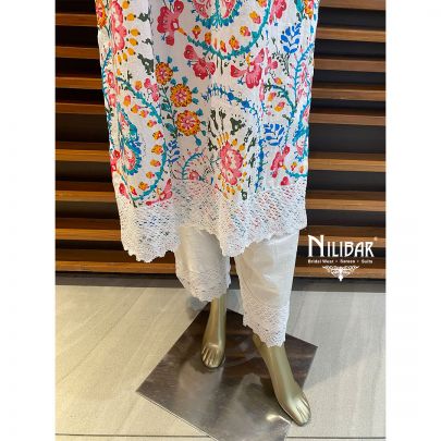 Pearl White Cotton Kurti Set