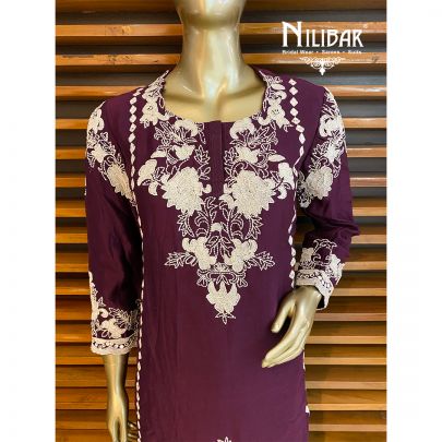 Wine Satin and Net Jaffa Suit