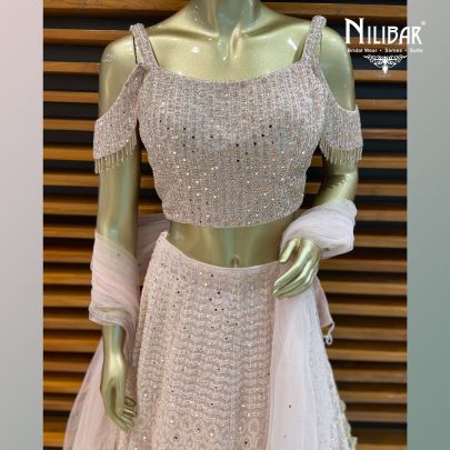 Blush Pink and Sea Green Georgette Lehenga