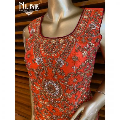 Orange and Wine Red Georgette and Net Sharara Suit