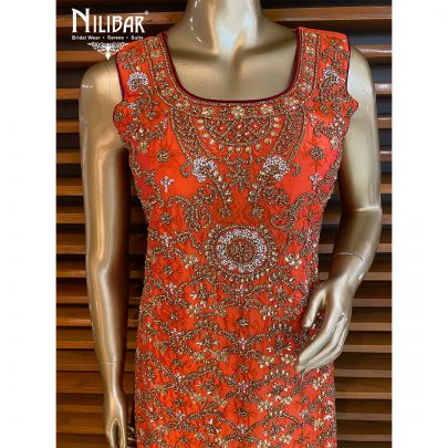 Orange and Wine Red Georgette and Net Sharara Suit