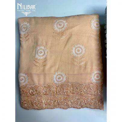 Peach and Brown Cotton Unstitched Suit