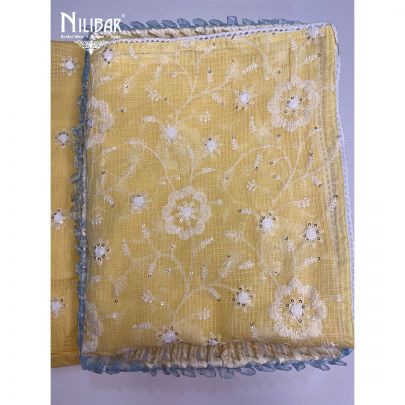 Macaroon Yellow Cotton Unstitched Suit