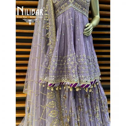 Lilac Georgette and Net Lehenga