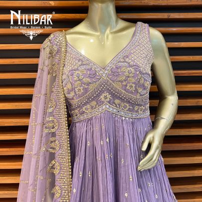 Lilac Georgette and Net Lehenga