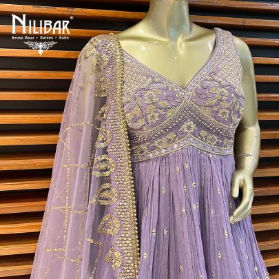Lilac Georgette and Net Lehenga