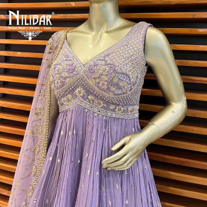 Lilac Georgette and Net Lehenga