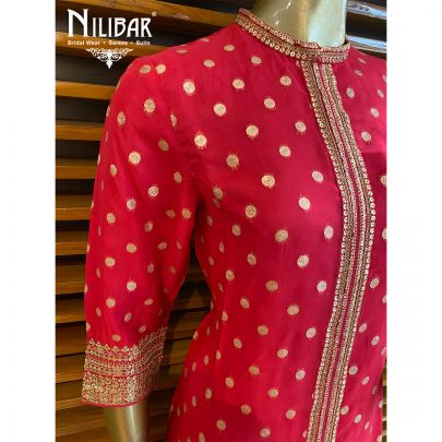 Hot pink Organza and Net Palazzo Suit