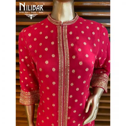 Hot pink Organza and Net Palazzo Suit