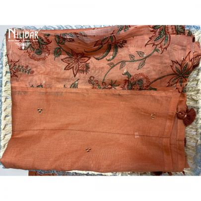 Coral Monga Cotton Unstitched Suit