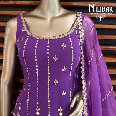 Purple Georgette and Net Garara Suit