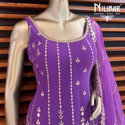 Purple Georgette and Net Garara Suit