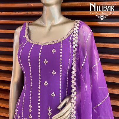 Purple Georgette and Net Garara Suit