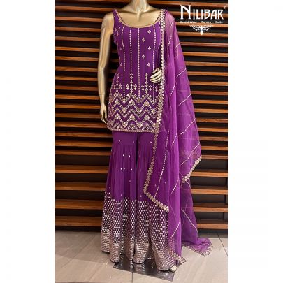 Purple Georgette and Net Garara Suit