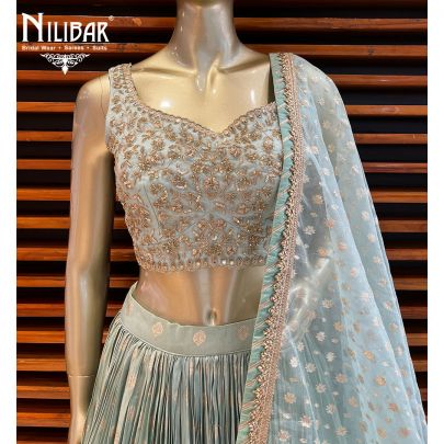 Mint Green Silk and Net Lehenga