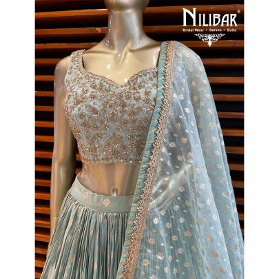 Mint Green Silk and Net Lehenga