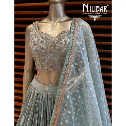 Mint Green Silk and Net Lehenga
