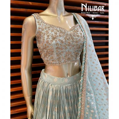 Mint Green Silk and Net Lehenga