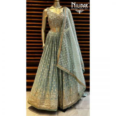 Mint Green Silk and Net Lehenga