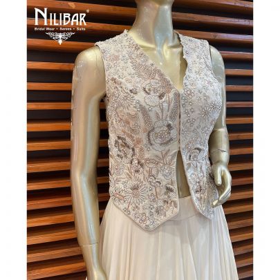 Frost White Georgette Lehenga