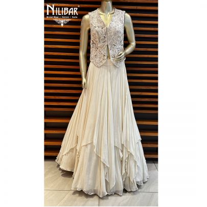 Frost White Georgette Lehenga