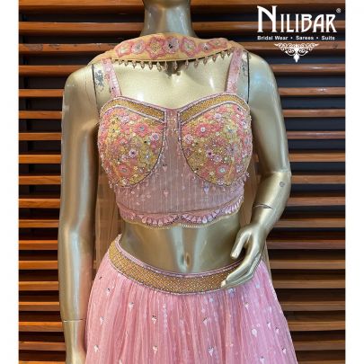 Rose Pink Georgette and Net Lehenga