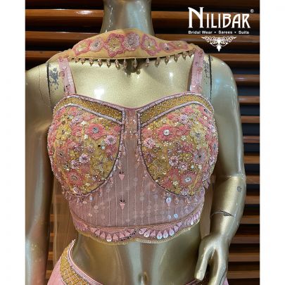 Rose Pink Georgette and Net Lehenga