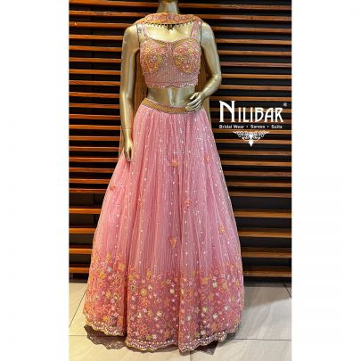 Rose Pink Georgette and Net Lehenga