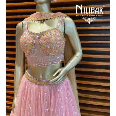 Rose Pink Georgette and Net Lehenga
