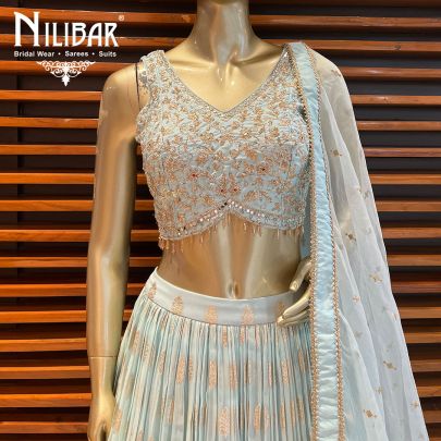 Sky Blue Georgette and Net Lehenga