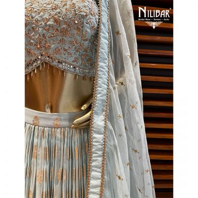 Sky Blue Georgette and Net Lehenga