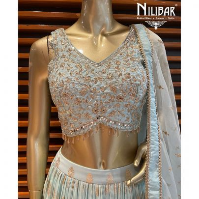 Sky Blue Georgette and Net Lehenga