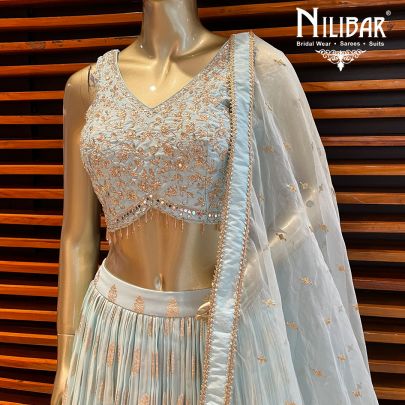 Sky Blue Georgette and Net Lehenga
