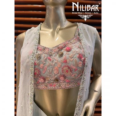 Pista Georgette Indo Western Dhoti Co-ords Set
